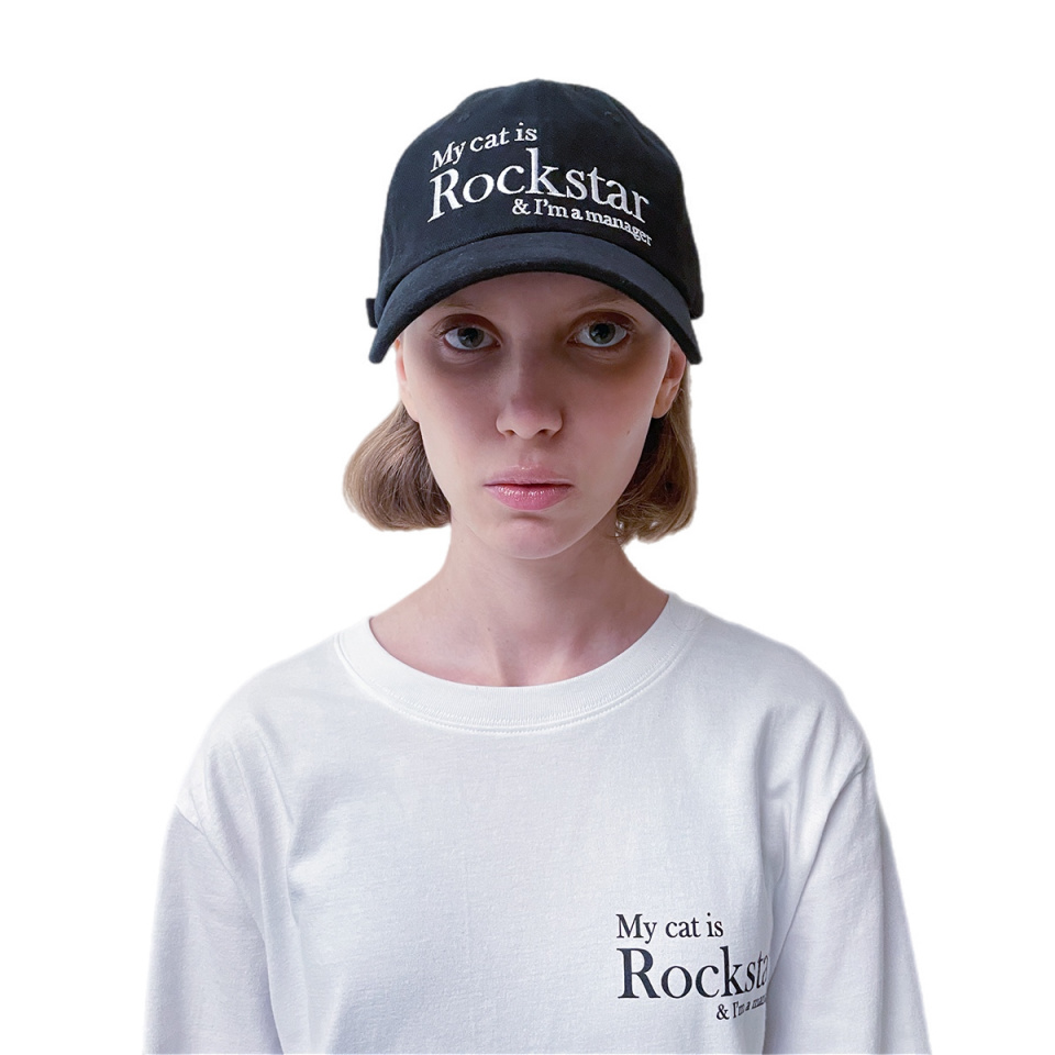 MUSINSA | JOEGUSH My cat is Rockstar Baseball cap (Black)