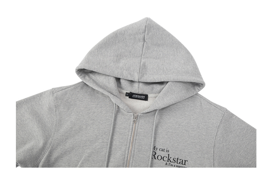 MUSINSA | JOEGUSH Smile Rockstar Hoodie Zip-Up (Grey/Black)