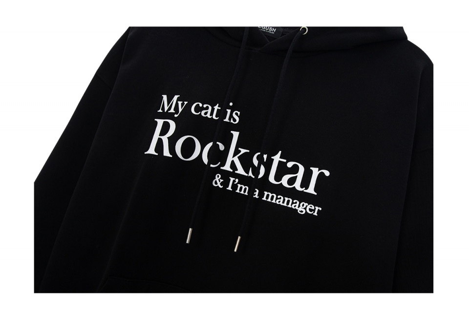 MUSINSA | JOEGUSH My cat is Rockstar Hoodie (Black/White)