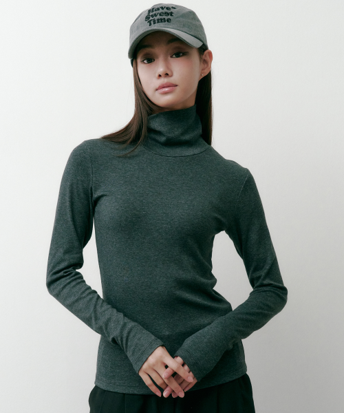 텐시울 베이직 터틀넥 티셔츠 차콜 4W2245302