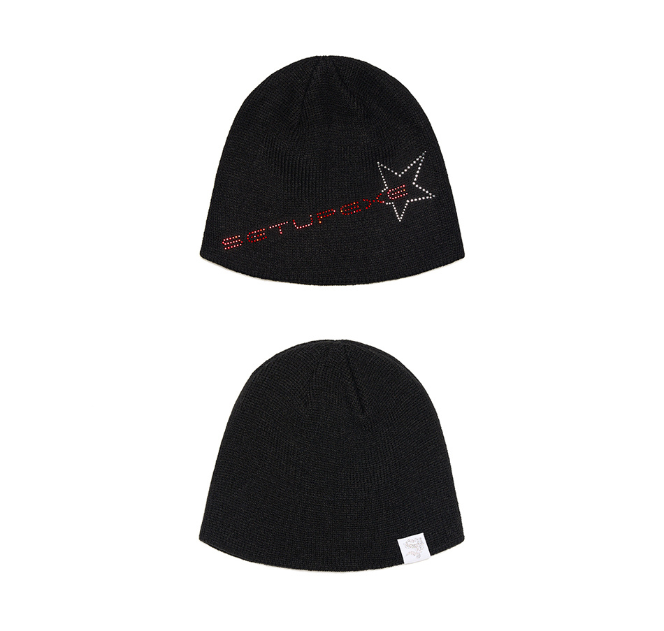 SETUP-EXE★韓国★Star red lettering hotfix Beanie 3色/追跡付 SETUP-EXE☆韓国☆Star red lettering hotfix Beanie 3色/追跡付