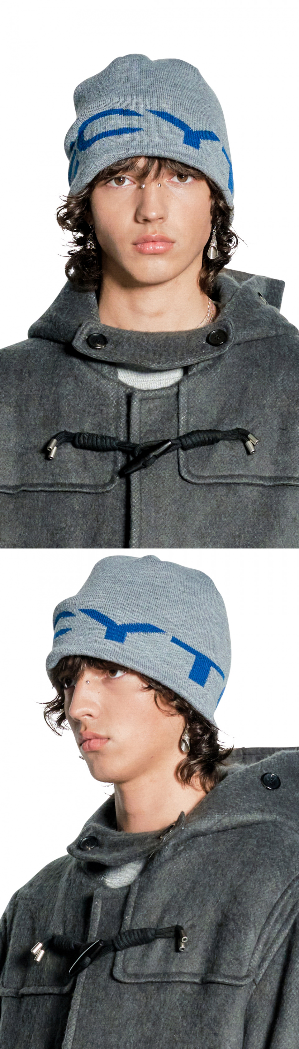 MUSINSA | LECYTO LOGO JACQUARD BEANIE_[GRAY]