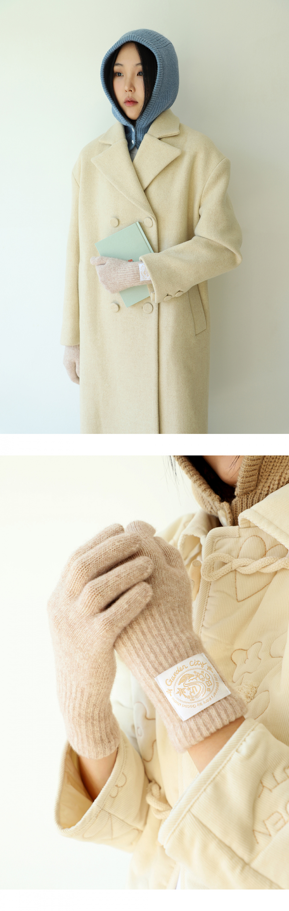 고코리(GOCORI) GARDEN CITY KNIT GLOVES - BEIGE 니트장갑 울장갑