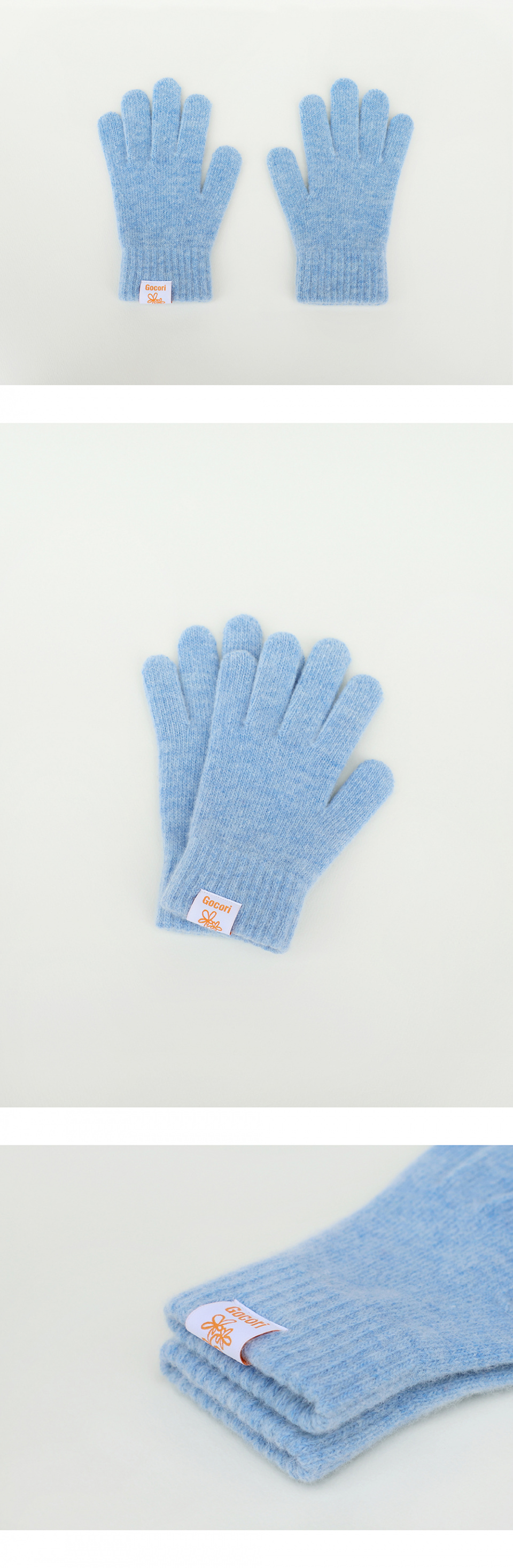 고코리(GOCORI) SHORT KNIT GLOVES - SKY BLUE 니트장갑 울장갑 숏장갑