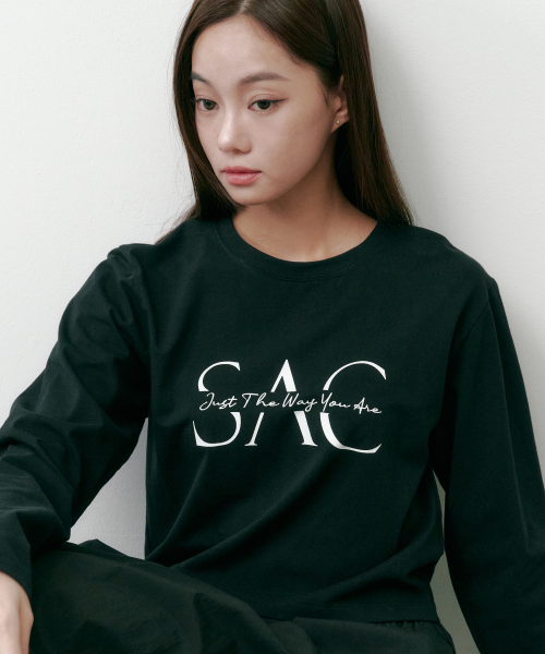 SAC 크롭 롱슬리브 티셔츠 블랙 4W2231303