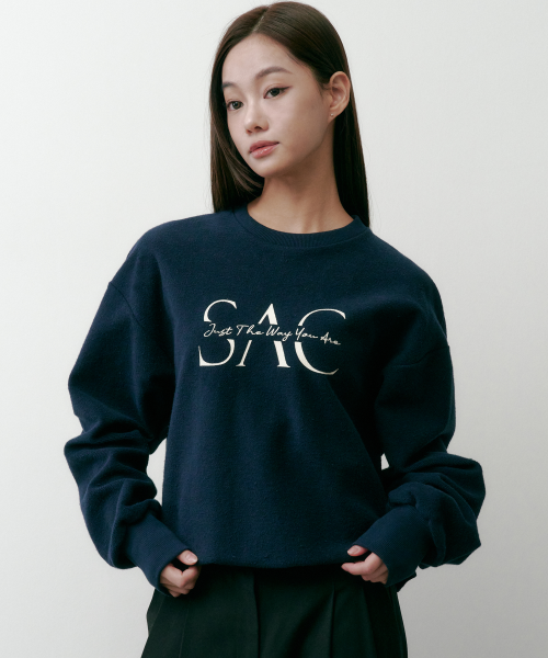 SAC 로고 크롭 리버시블 스웨트셔츠 네이비 4W2233303