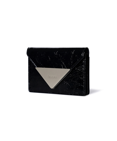 CRINKLE TRIANGLE ACCORDION POCKET - BLACK