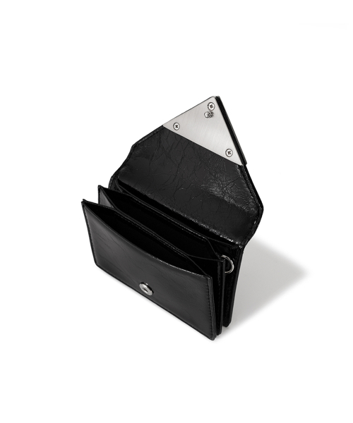 CRINKLE TRIANGLE ACCORDION POCKET - BLACK