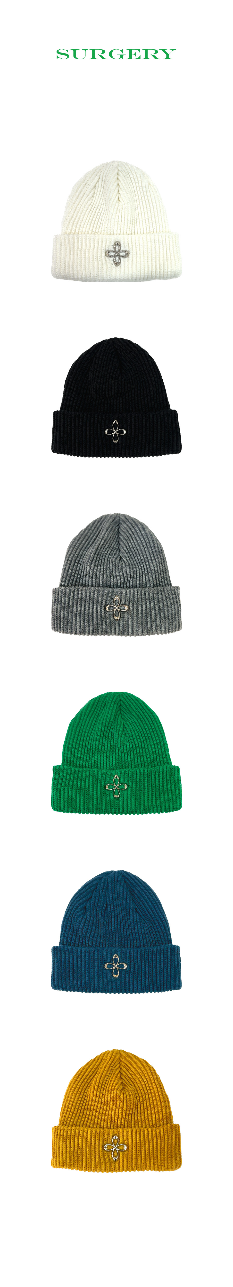 【SURGERY】surgery clover logo beanie ver.2 'white' SURGERY : 써저리] surgery clover logo beanie ver.2 'white