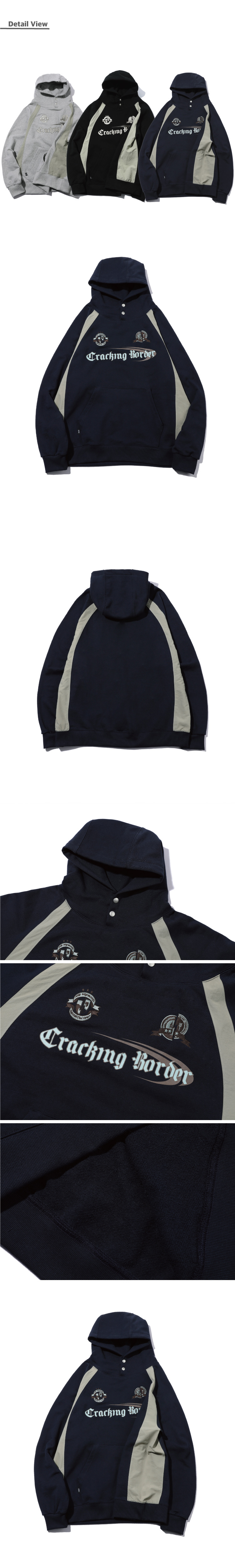 꼼파뇨(CPGN STUDIO) 크래킹 스냅 레글런 후드티 네이비