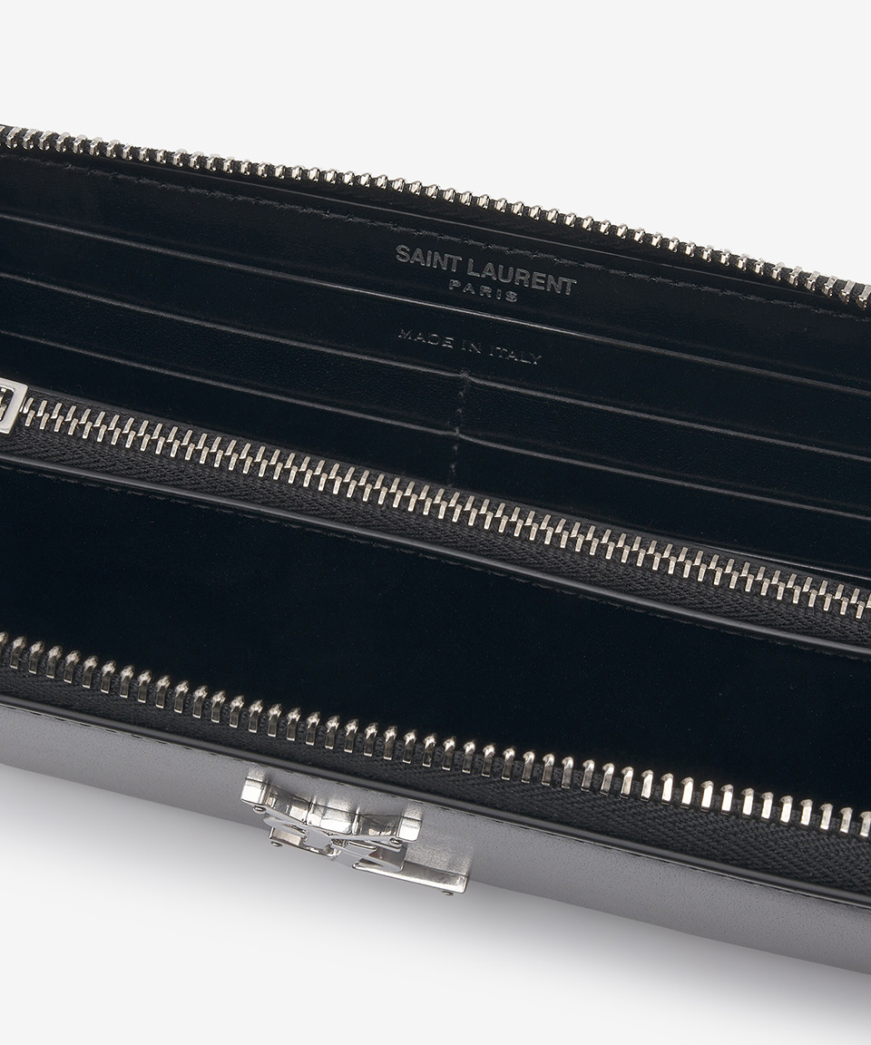 ★Saint Laurent★ Monogram Logo Long Wallet Black 6174150SX0 Saint Laurent Monogram Long Wallet Leather Black Shw – voilà.id