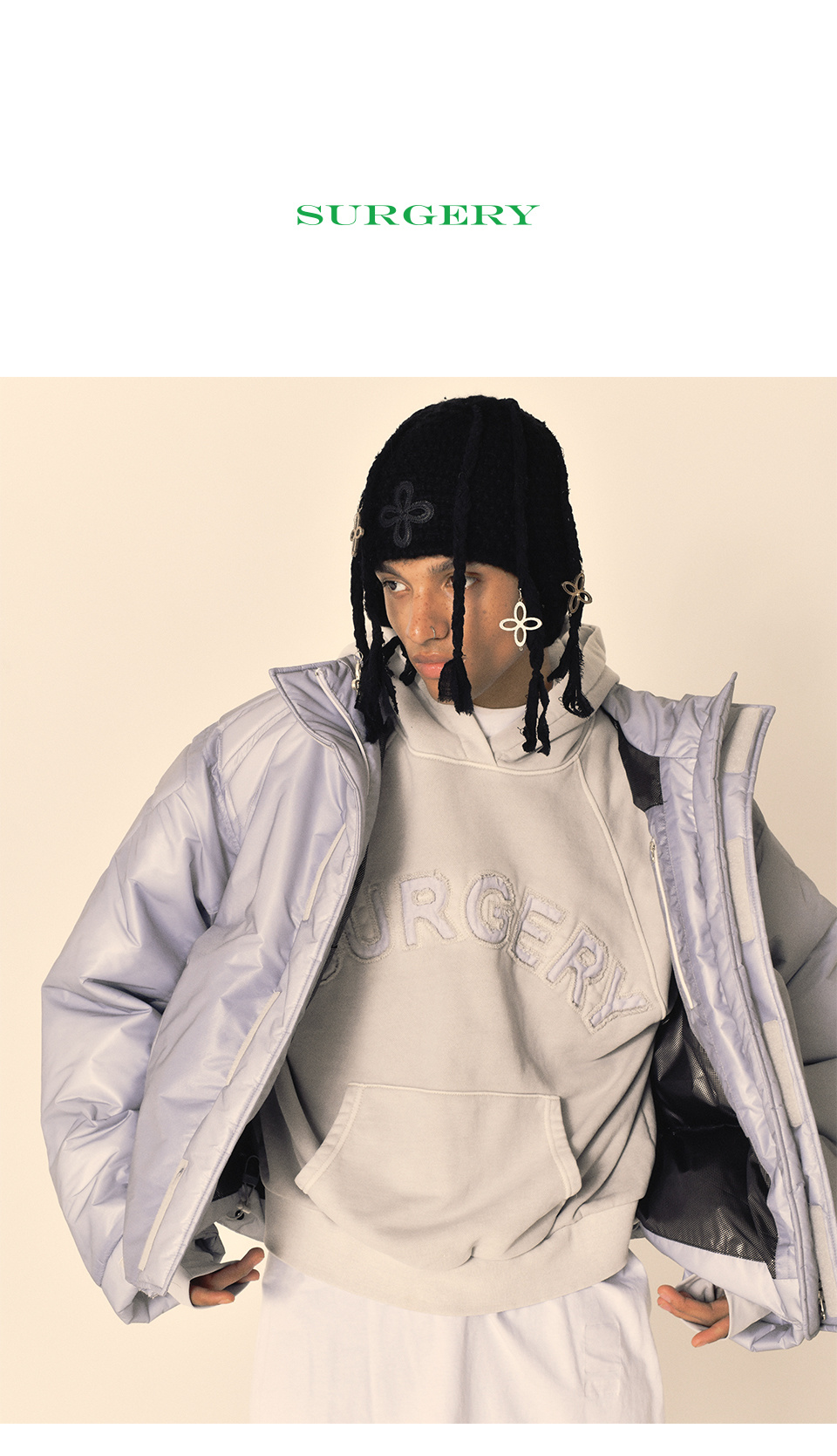 MUSINSA公式 | SURGERY surgery clover logo braids beanie