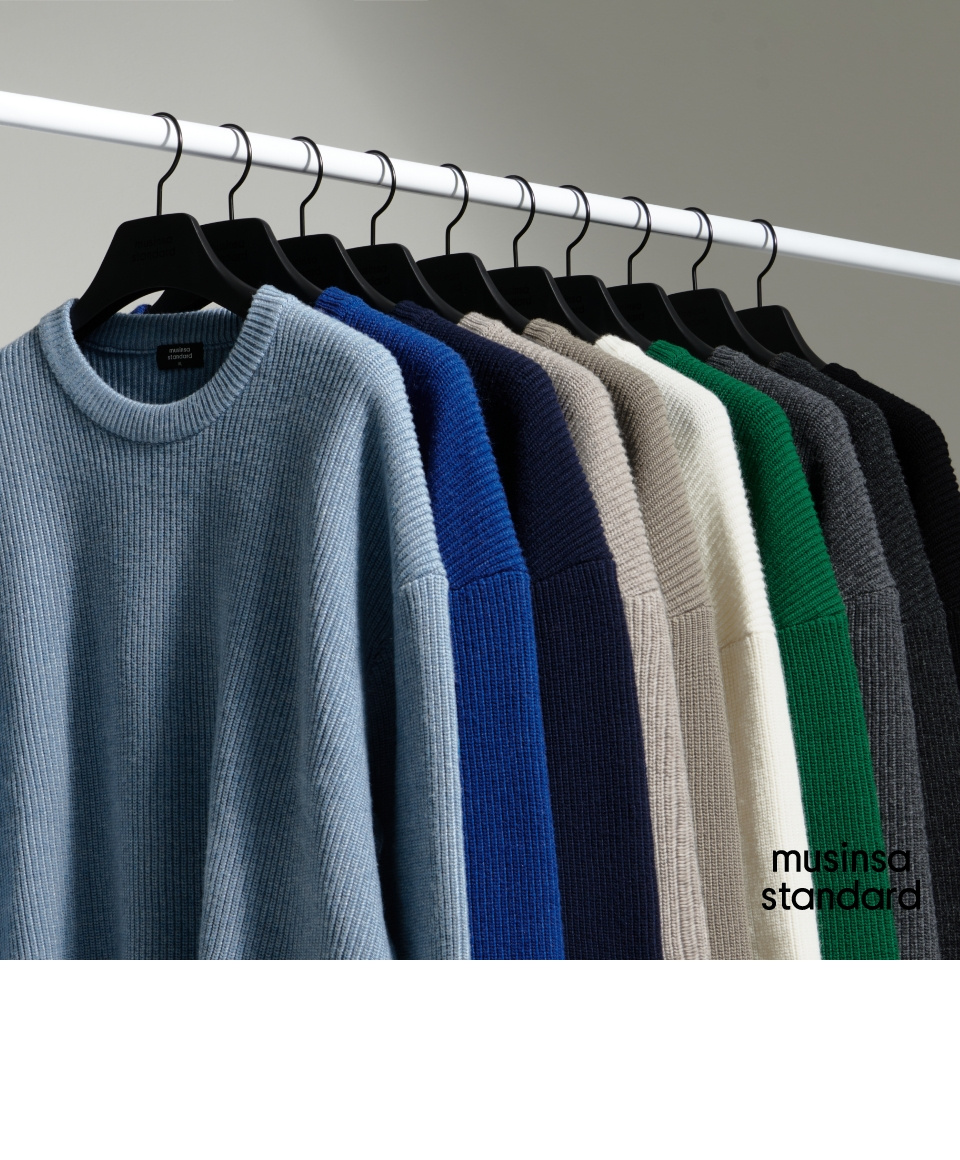 ニット・セーター *MUSINSA STANDARD* Cotton ribbed crew neck knit medium gray MUSINSA | MUSINSA STANDARD Cotton ribbed crew neck knit