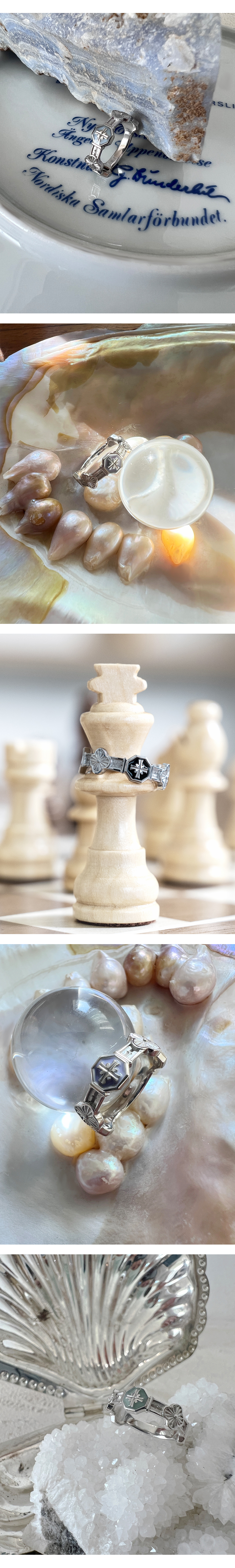 MUSINSA | MUSEE.ART Cross Angle Flower Miss Ring-Lavender
