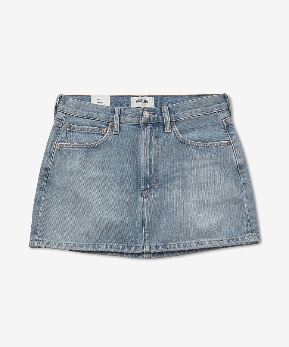 ミニスカート AGOLDE Mini Ribbed Denim Skirt Light Indigo A30421141REVIV A Liv Mini Jean Skirt | Aritzia US