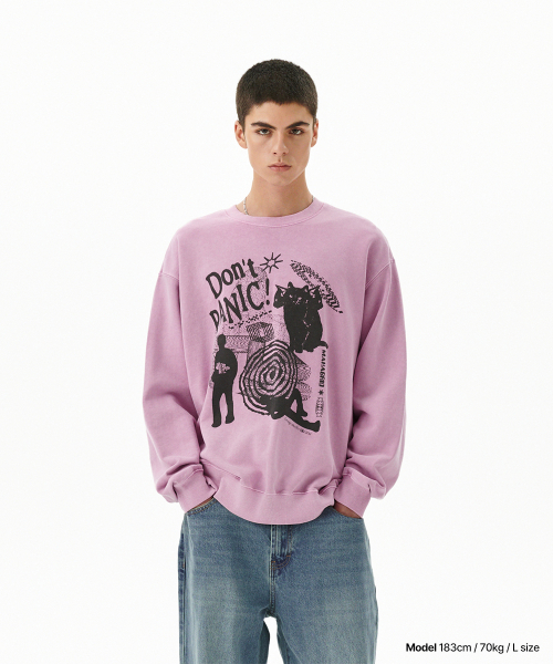 DON’T PANIC PIGMENT SWEATSHIRT PINK(MG2DSMM441A)