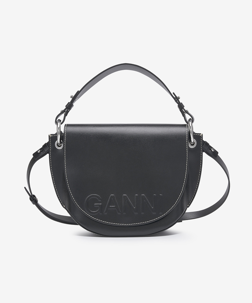 MUSINSA | GANNI Banner Saddle Tote Bag - Black / A4476099