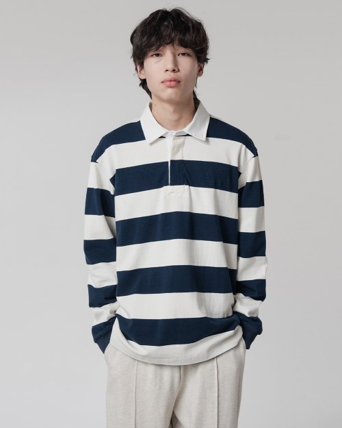 ASI STRIPE RUGBY SHIRT_NAVY&WHITE