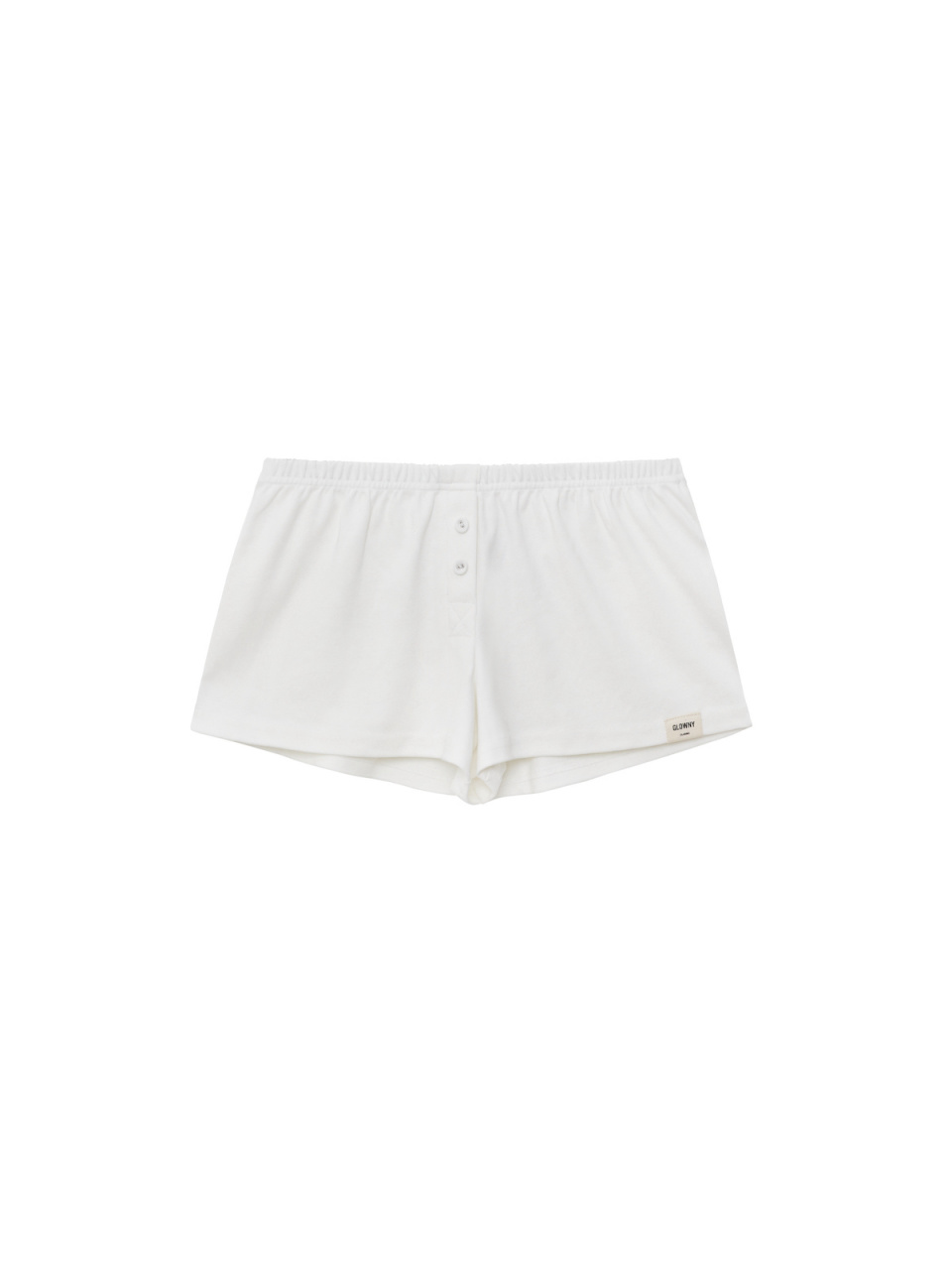 MUSINSA | GLOWNY BUTTON FLY MINI SHORTS (WHITE)