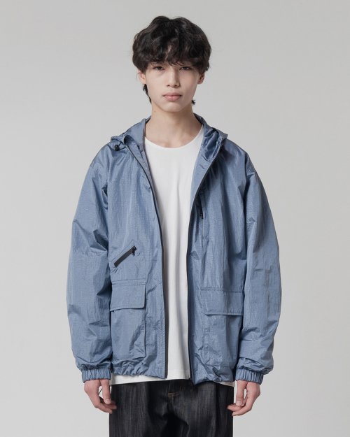 ASI 2WAY NYLON METAL WINDBREAKER_STEAL BLUE