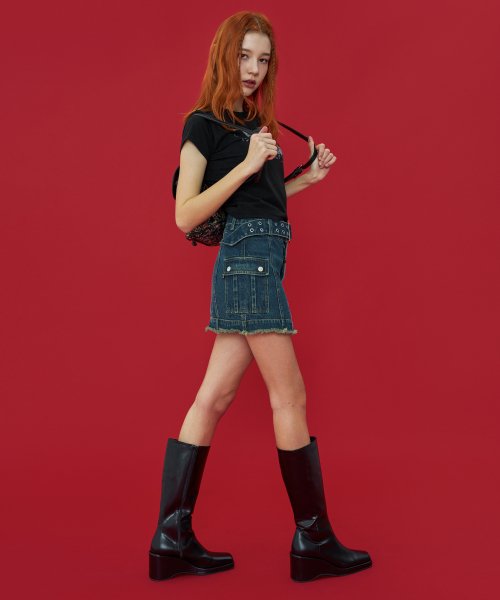 [NF] LOW-RISE CARGO MINI SKIRT (DEEP BLUE)_F23QD820