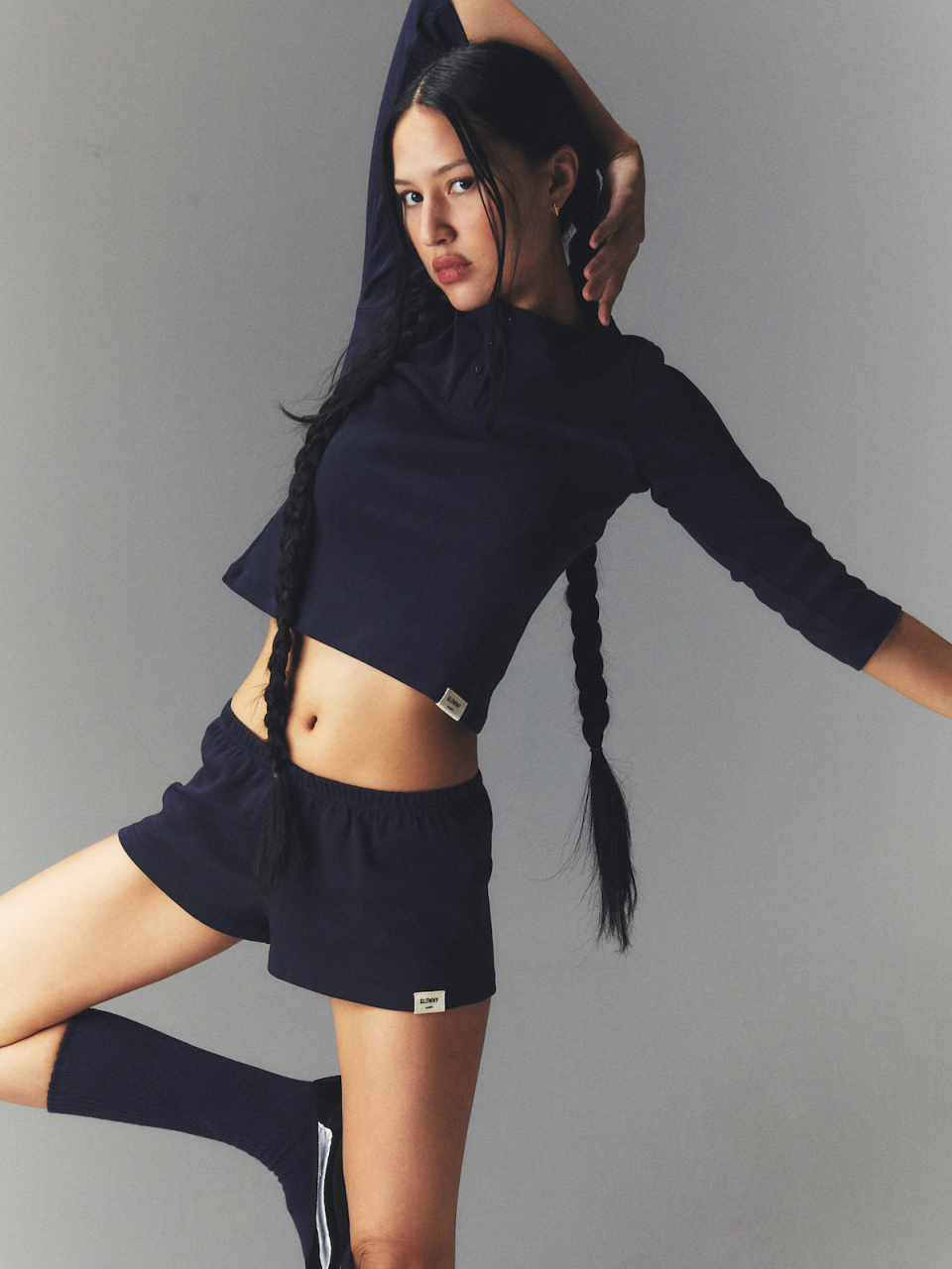 【GLOWNY】25HS★ (XS~XL) 3/4 BUTTON FLY TEE GLOWNY] 3/4 BUTTON FLY TEE (BLACK) – SellerWork