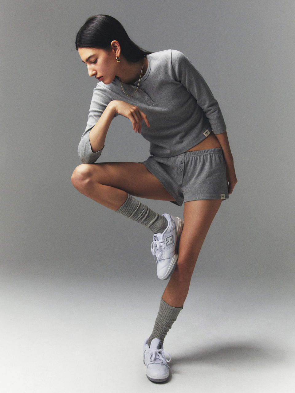 MUSINSA | GLOWNY BUTTON FLY MINI SHORTS (GRAY)