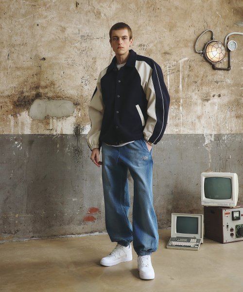 Piping Line Varcity Jackets_Navy