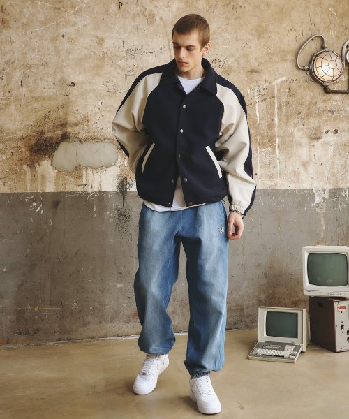 Piping Line Varcity Jackets_Navy