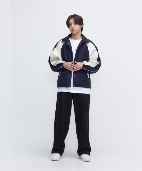 Piping Line Varcity Jackets_Navy