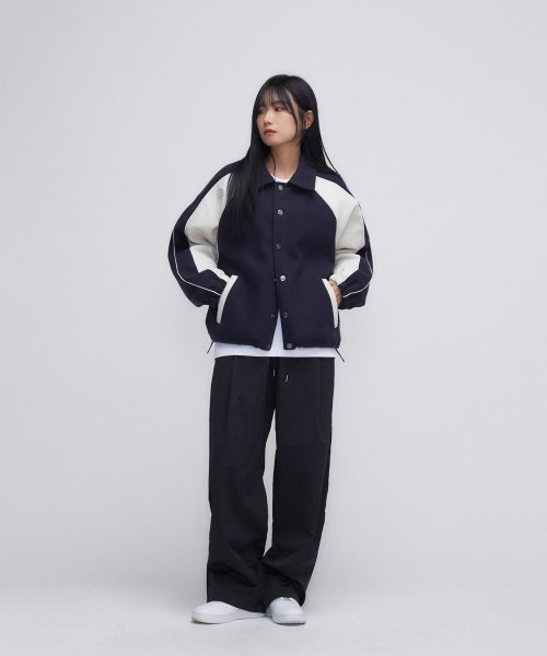 Piping Line Varcity Jackets_Navy