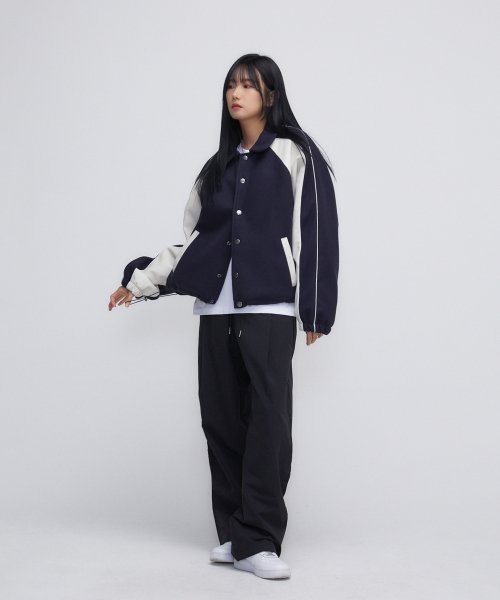 Piping Line Varcity Jackets_Navy