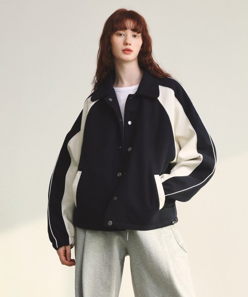 Piping Line Varcity Jackets_Navy