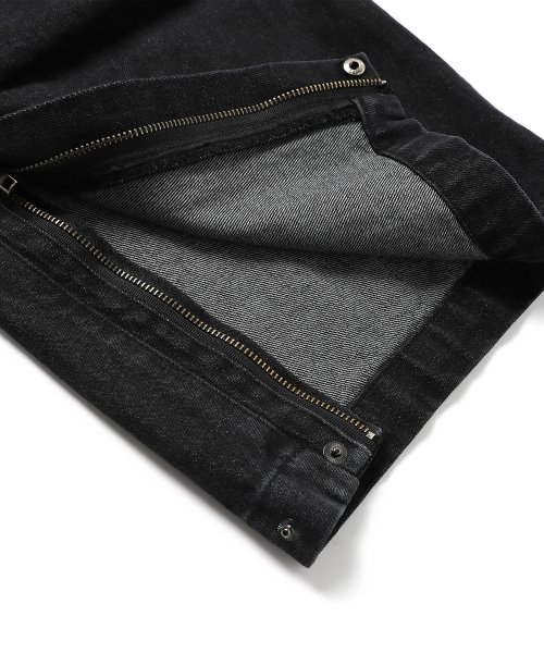 WASHED DENIM WIDE CARGO PANTS