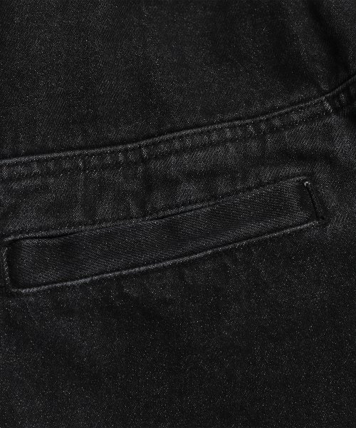 WASHED DENIM WIDE CARGO PANTS