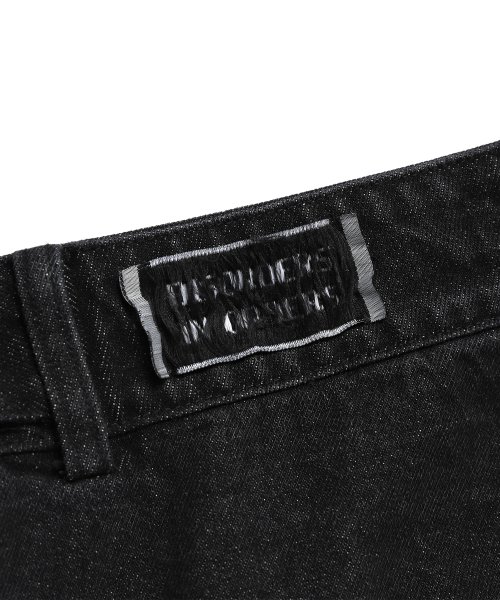 WASHED DENIM WIDE CARGO PANTS