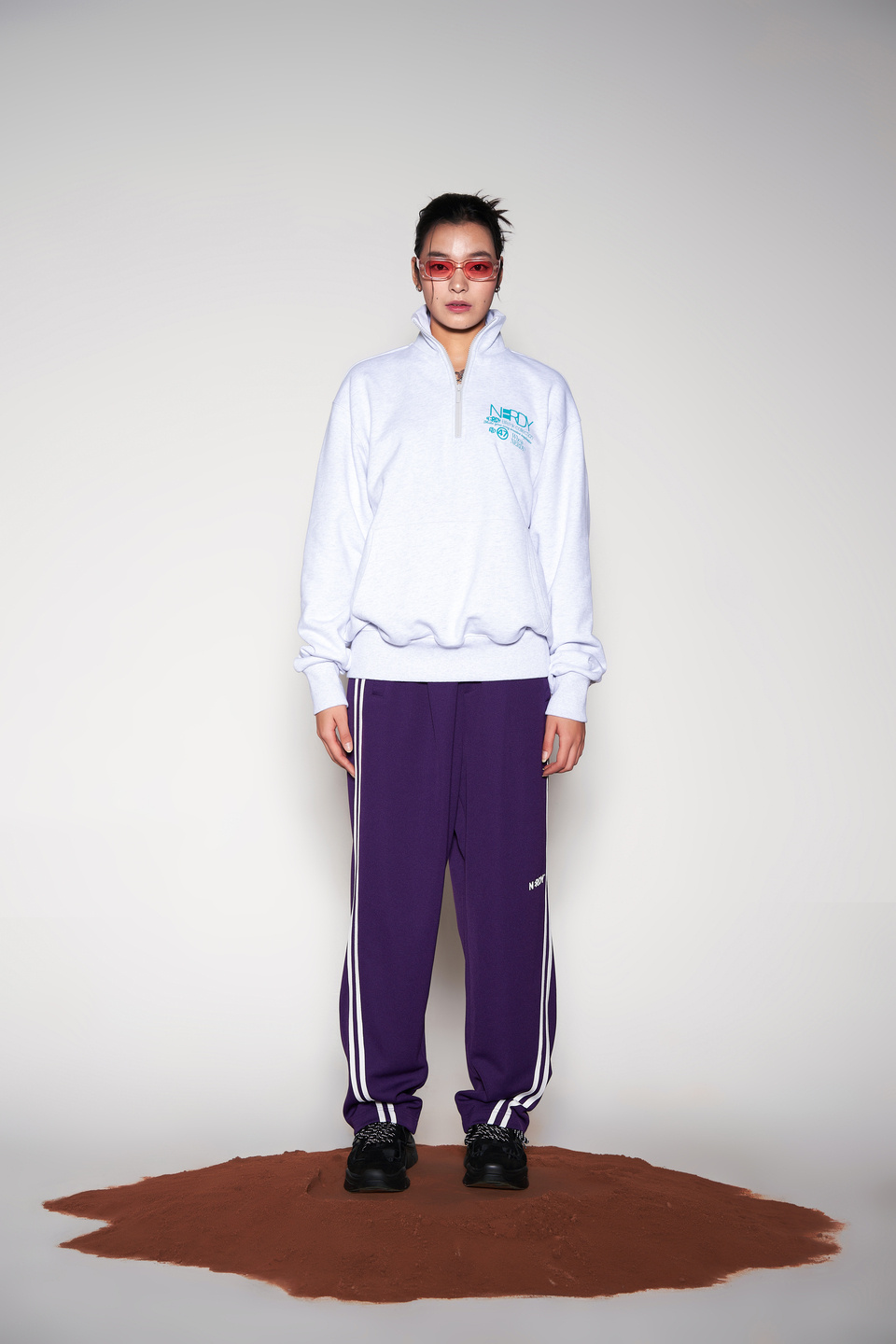 ●NERDY● Curved Wide Track Pants (3色) unisex MUSINSA | NERDY Curved Wide Track Pants Dark Purple
