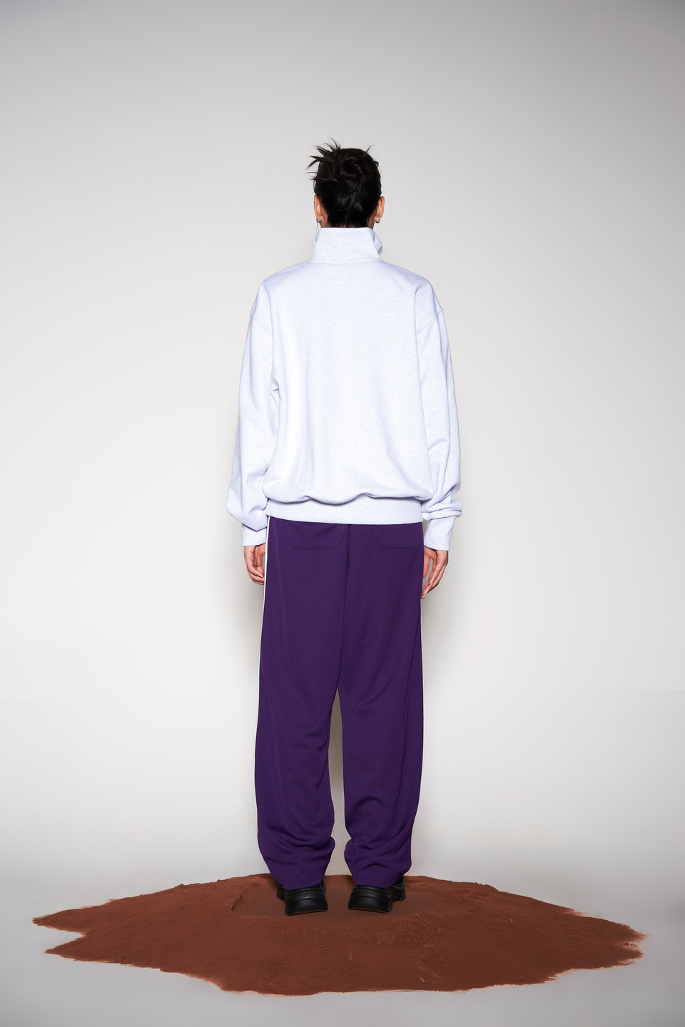 MUSINSA | NERDY Curved Wide Track Pants Dark Purple