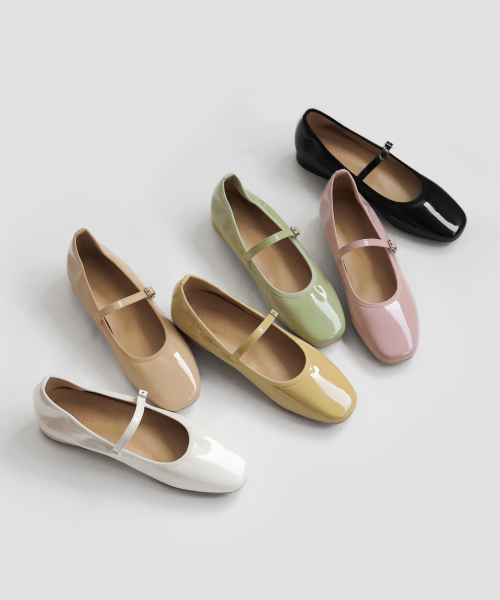 Charlotte Enamel Maryjane Flats (2cm)