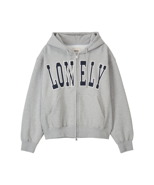 LONELY/LOVELY FLUFF HOODIE ZIP-UP GRAY NAVY