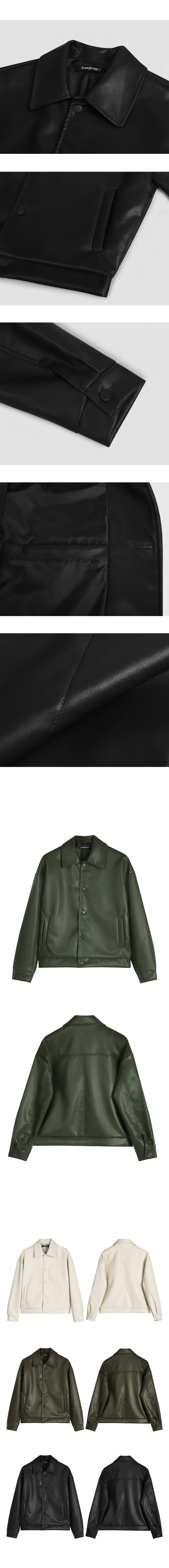レザージャケット・コート AVANDRESS Collar button vegan leather jacket 4COL Designer fashion, Seoul-fully created | W Concept