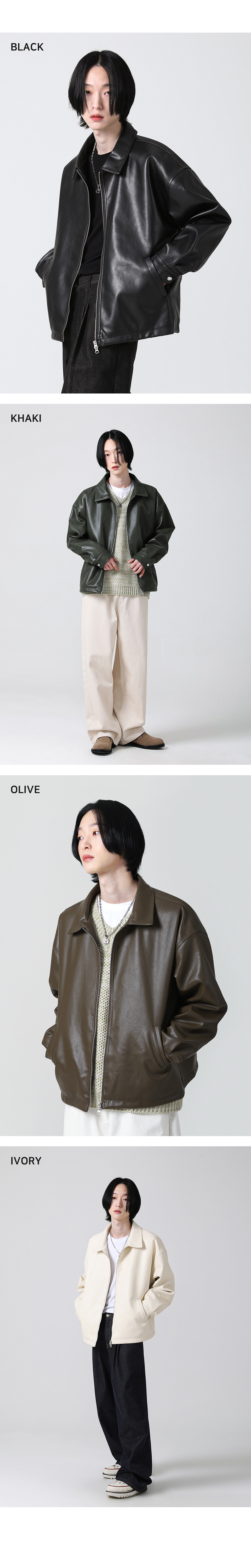 レザージャケット・コート AVANDRESS Collar button vegan leather jacket 4COL MUSINSA公式 | AVANDRESS Two Way Zipper Collar Vegan leather
