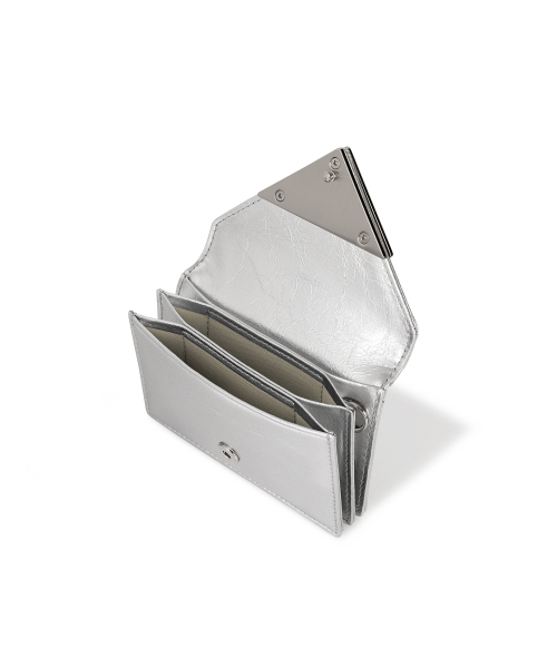 CRINKLE TRIANGLE ACCORDION POCKET - SILVER
