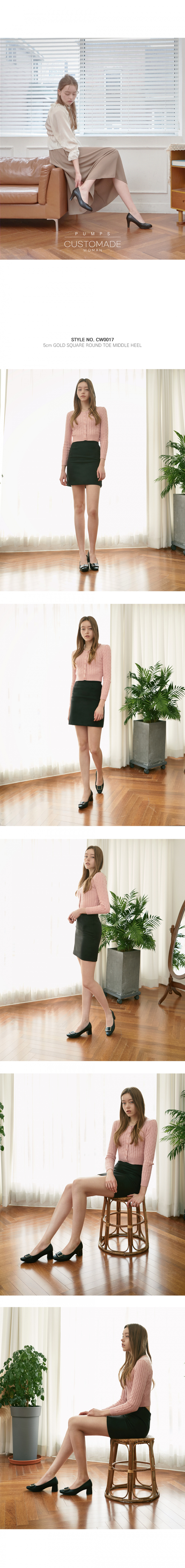 SQUARE ROUND TOE PLATFORM MIDDLE HEEL - 2 COLORS BLACK