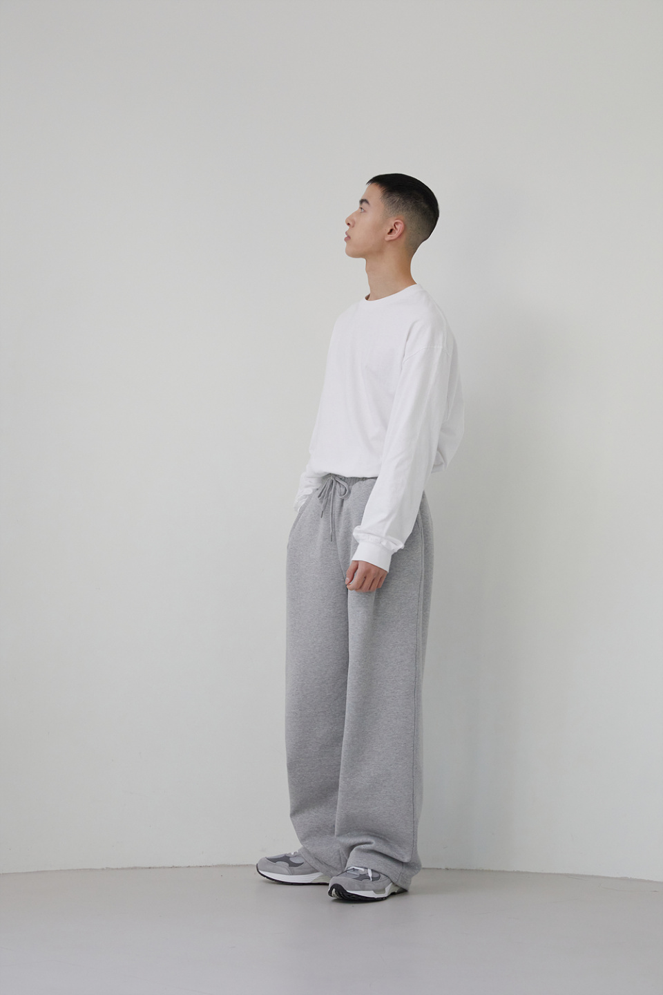 주앙옴므(JUAN HOMME) PLEATS WIDE WAVE SWEAT PANTS (MELANGE GREY