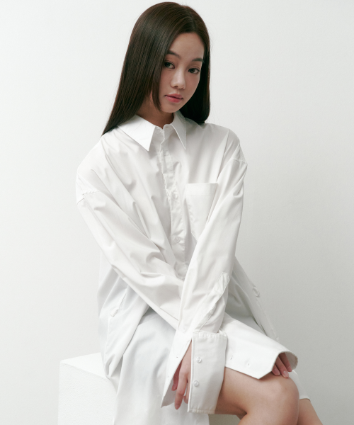 SAC 포켓 링클프리 롱셔츠 화이트 4W2317002