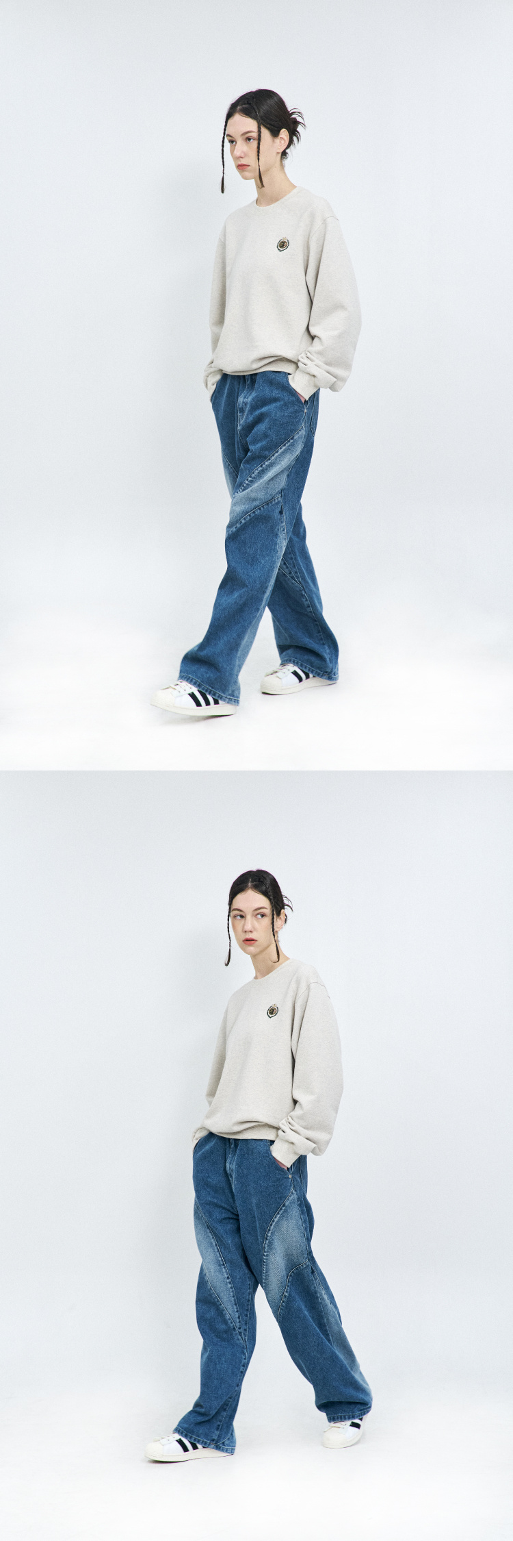 MUSINSA | CPGN STUDIO Wave Brushed Wide Denim Indigo