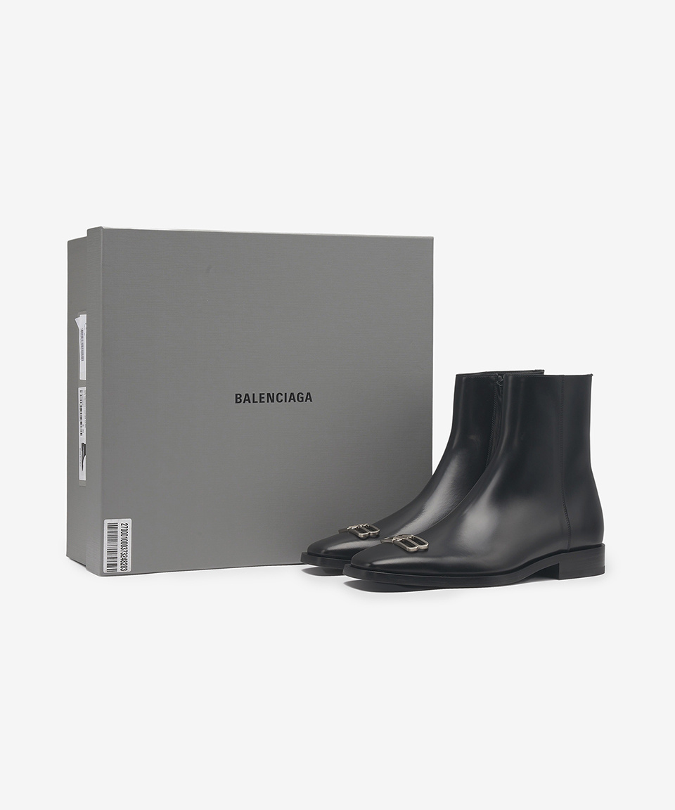 MUSINSA | BALENCIAGA BB Metal Ankle Boots - Black