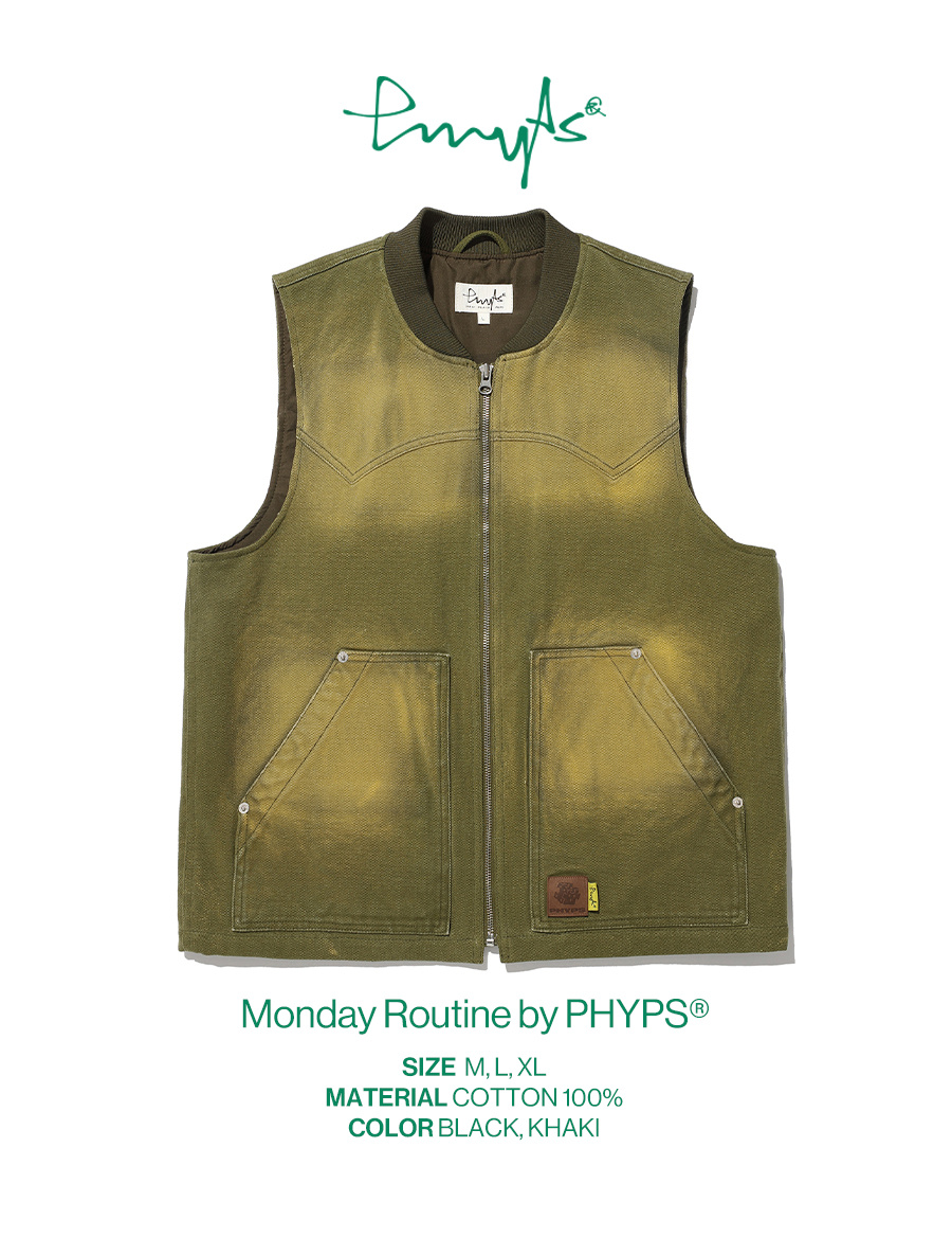 MUSINSA | PHYPS PHYPS® LEATHER LABEL WORK VEST KHAKI