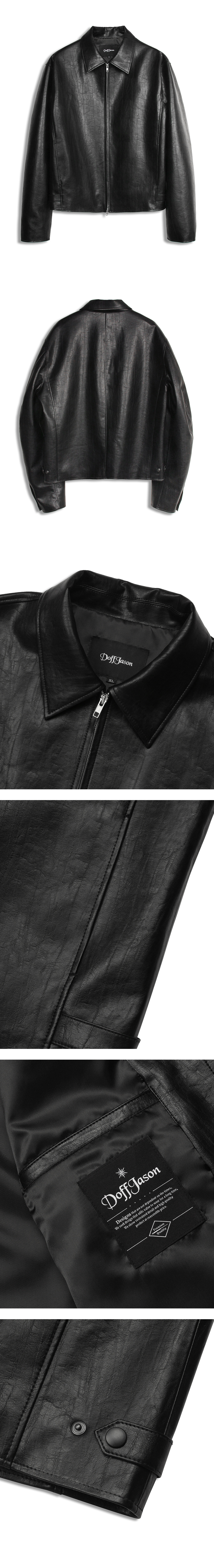 ブルゾン Vegan leather jumper overfit single blouson jacket black Designer fashion, Seoul-fully created | W Concept